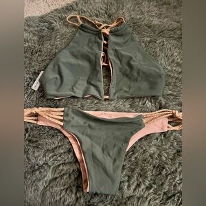 KOA Swim Bikini Green Top Medium Bottom Large
